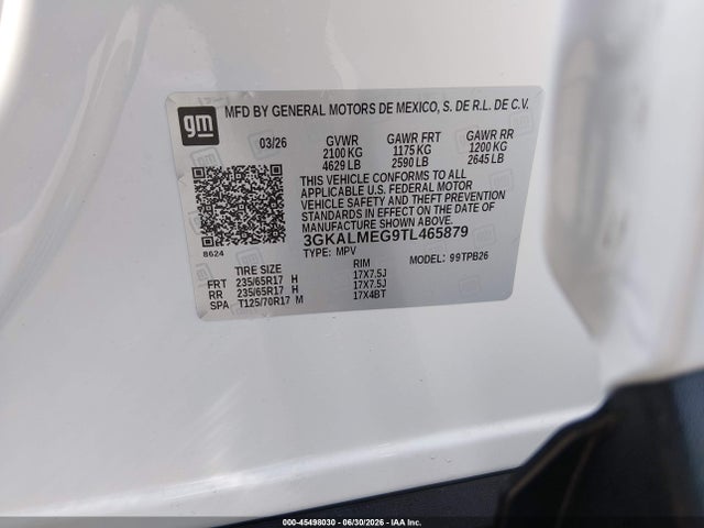 Продаж на аукціоні авто 2026 Gmc Terrain Fwd Elevation, vin: 3GKALMEG9TL465879, номер лоту: 45498030