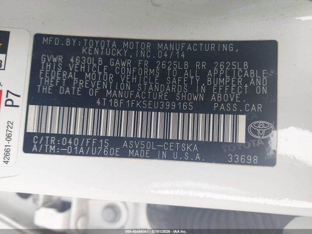 Toyota CAMRY SE 2014 4T1BF1FK5EU399165 Image 9