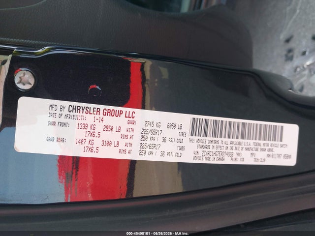 Продажа на аукционе авто 2014 Chrysler Town & Country S, vin: 2C4RC1HG7ER274993, номер лота: 45498101