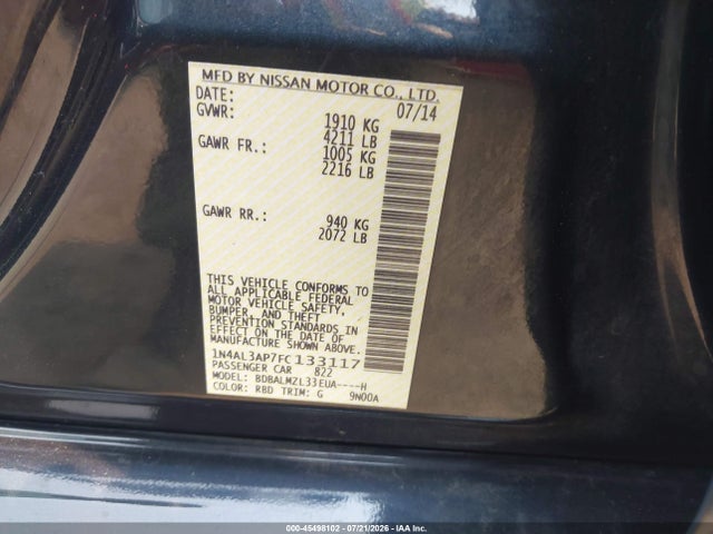 1N4AL3AP7FC133117 Nissan Altima 2.5 Sv