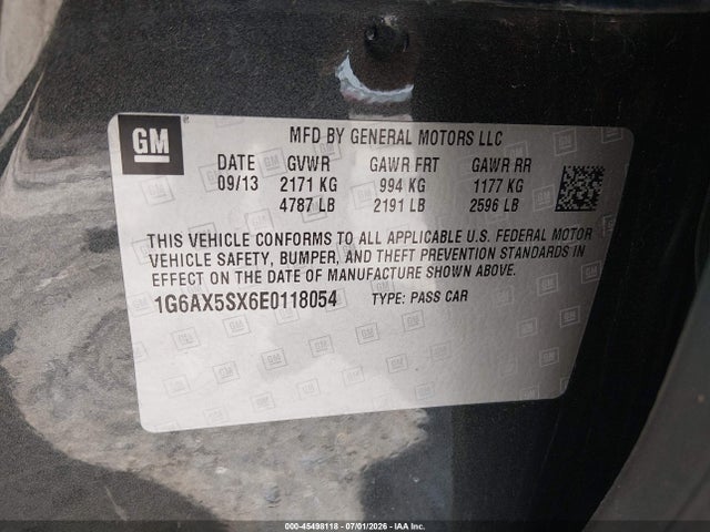 Продаж на аукціоні авто 2014 Cadillac Cts Luxury, vin: 1G6AX5SX6E0118054, номер лоту: 45498118
