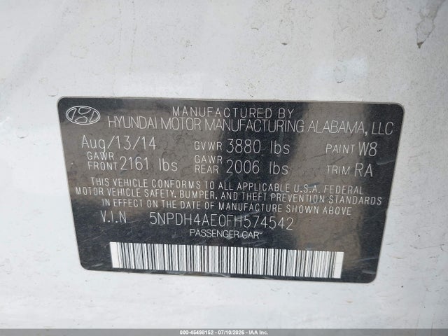 Hyundai ELANTRA SE 2015 5NPDH4AE0FH574542 Image 9