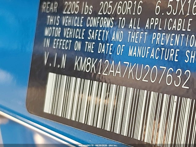 KM8K12AA7KU207632 Hyundai Kona Se