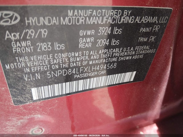 Hyundai Elantra Value Edition 2020 5NPD84LFXLH494568 Image 9