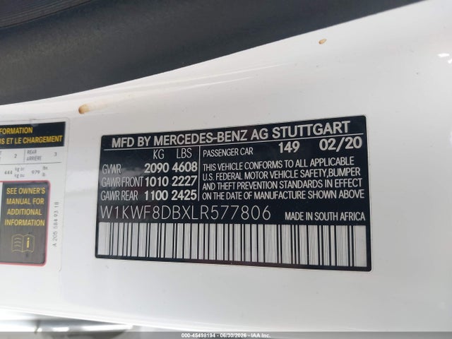 Mercedes-Benz C 300 2020 W1KWF8DBXLR577806 Image 9