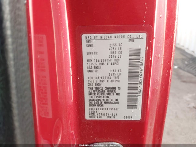 3N6CM0KNXGK693847 Nissan NV200 SV
