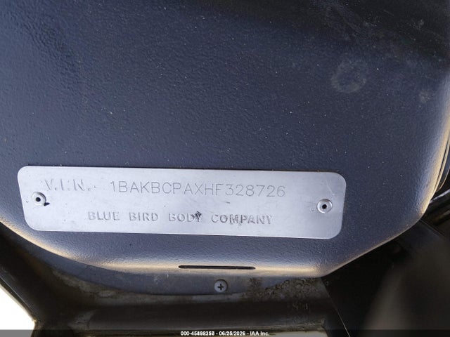 Blue Bird School Bus / Transit Bus 2017 1BAKBCPAXHF328726 Image 9