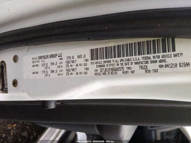 45498278 :رقم المزاد ، 3D7JB1EK9BG602575 vin ، 2011 Ram Ram 1500 St مزاد بيع