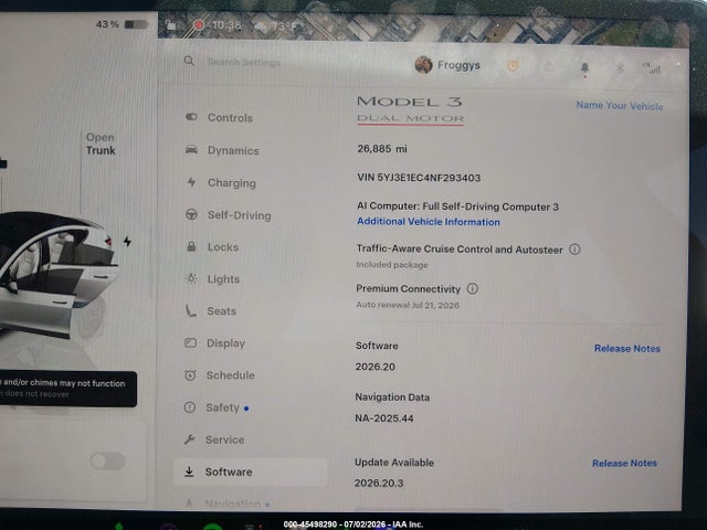2022 Tesla Model 3 Performance Dual Motor All-wheel Drive მანქანა იყიდება აუქციონზე, vin: 5YJ3E1EC4NF293403, აუქციონის ნომერი: 45498290