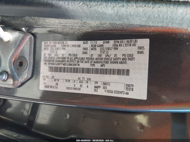 Ford ESCAPE S 2014 1FMCU0F74EUB63879 Image 9