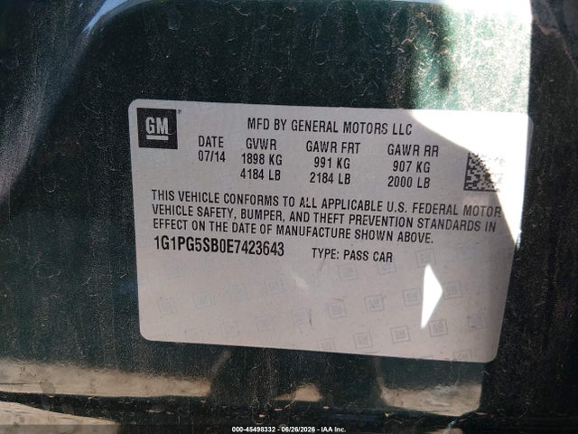 1G1PG5SB0E7423643 Chevrolet CRUZE LTZ