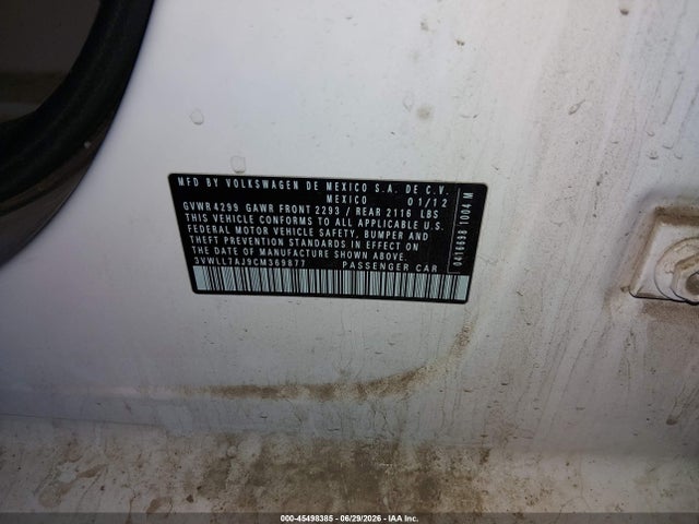 45498385 :رقم المزاد ، 3VWLL7AJ9CM369877 vin ، 2012 Volkswagen Jetta 2.0l Tdi مزاد بيع