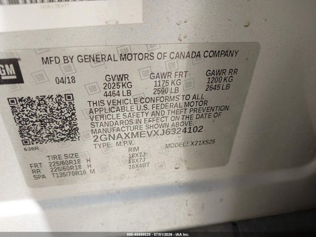 Chevrolet Equinox Premier 2018 2GNAXMEVXJ6324102 Image 9