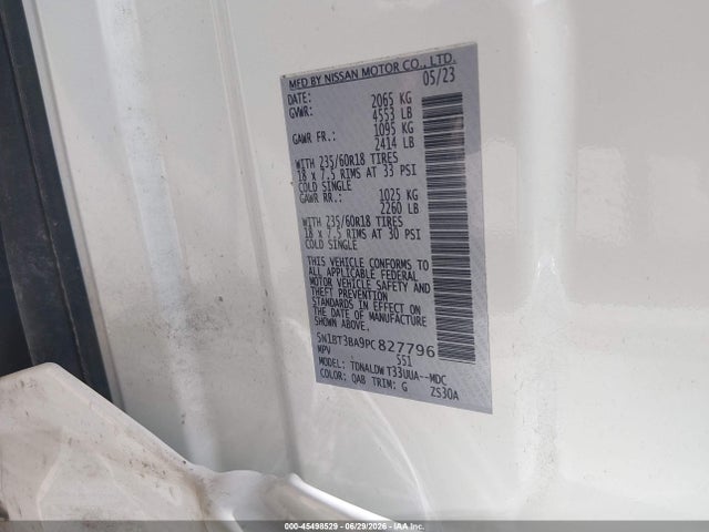 5N1BT3BA9PC827796 Nissan Rogue Sv Fwd