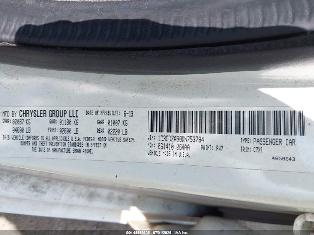 Продаж на аукціоні авто 2013 Dodge Avenger Se, vin: 1C3CDZAB8DN753794, номер лоту: 45498605