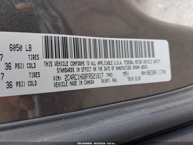 Aukcja sprzedaży 2015 Chrysler Town & Country S, vin: 2C4RC1HG8FR521617, numer aukcji: 45498695