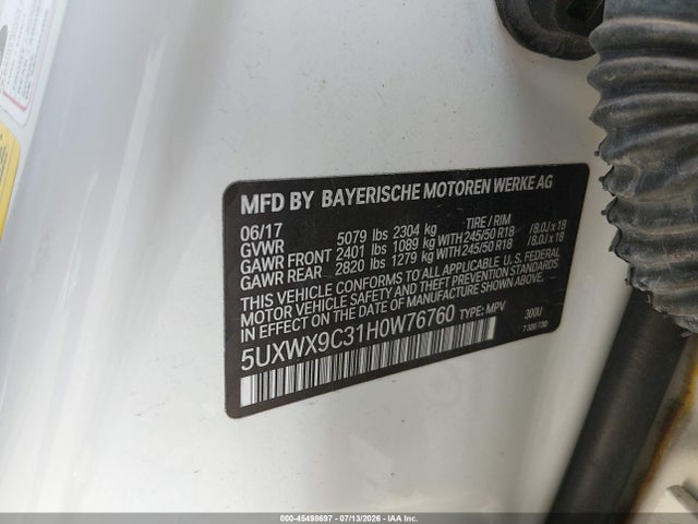 Продажа на аукционе авто 2017 Bmw X3 Xdrive28i, vin: 5UXWX9C31H0W76760, номер лота: 45498697