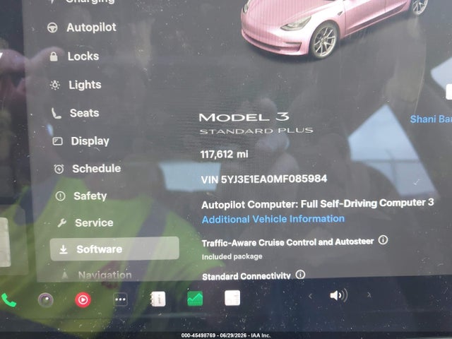 45498769 :رقم المزاد ، 5YJ3E1EA0MF085984 vin ، 2021 Tesla Model 3 Standard Range Plus Rear-wheel Drive مزاد بيع