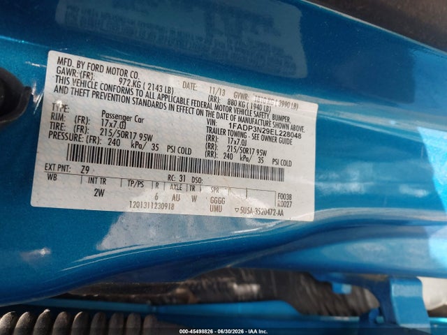 Aukcja sprzedaży 2014 Ford Focus Titanium, vin: 1FADP3N29EL228048, numer aukcji: 45498826