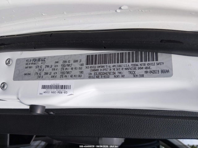 Aukcja sprzedaży 2017 Ram 1500 Tradesman  4x2 8' Box, vin: 3C6JR6DGXHG701194, numer aukcji: 45498839