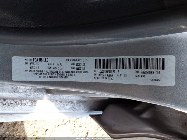 2016 Chrysler 200 Limited მანქანა იყიდება აუქციონზე, vin: 1C3CCCAB4GN120116, აუქციონის ნომერი: 45498983