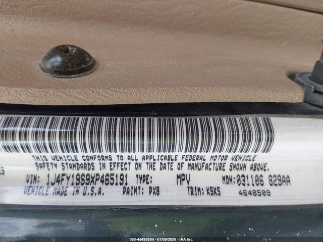 45498994 :رقم المزاد ، 1J4FY19S9XP465191 vin ، 1999 Jeep Wrangler Sport مزاد بيع
