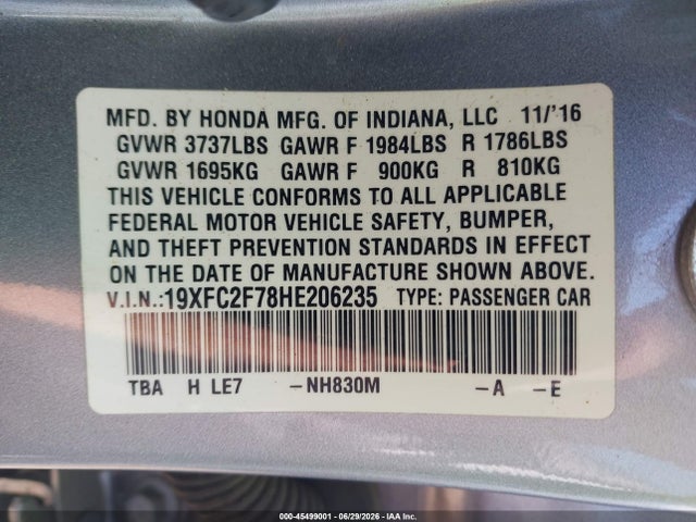 19XFC2F78HE206235 Honda CIVIC EX