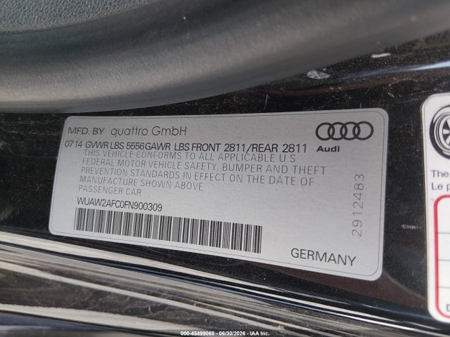 Aukcja sprzedaży 2015 Audi Rs 7 4.0t Prestige, vin: WUAW2AFC0FN900309, numer aukcji: 45499068