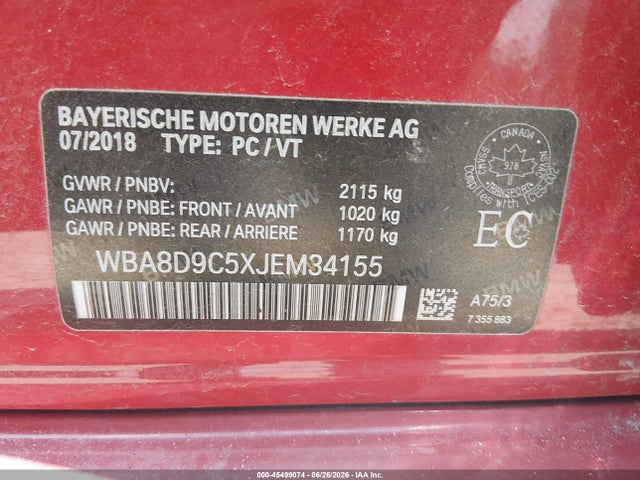 Aukcja sprzedaży 2018 Bmw 330i Xdrive, vin: WBA8D9C5XJEM34155, numer aukcji: 45499074