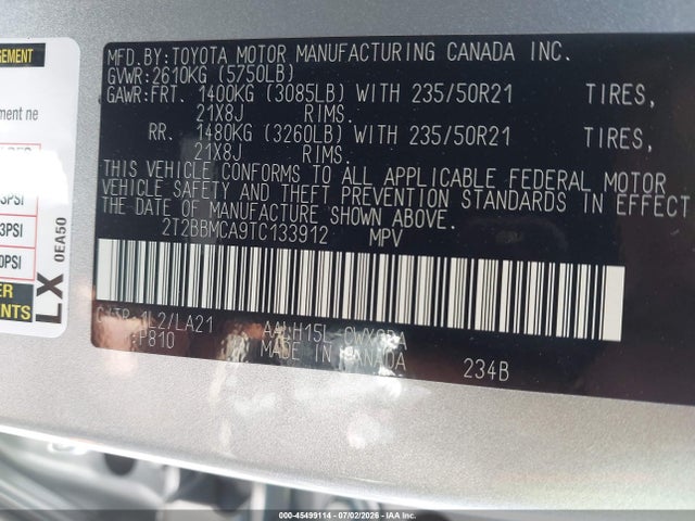 Продажа на аукционе авто 2026 Lexus Rx 350h Luxury, vin: 2T2BBMCA9TC133912, номер лота: 45499114