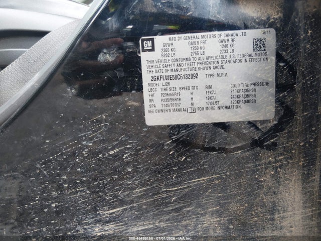 Aukcja sprzedaży 2012 Gmc Terrain Slt-2, vin: 2GKFLWE58C6132092, numer aukcji: 45499150