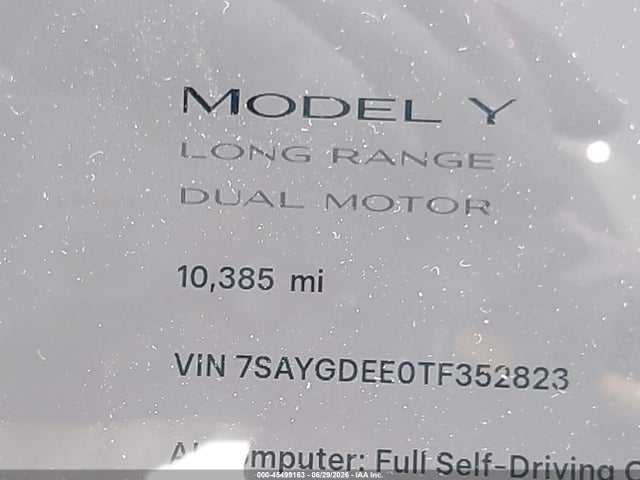 Продаж на аукціоні авто 2026 Tesla Model Y All-wheel Drive/long Range Launch Series/premium All-wheel Drive, vin: 7SAYGDEE0TF352823, номер лоту: 45499163