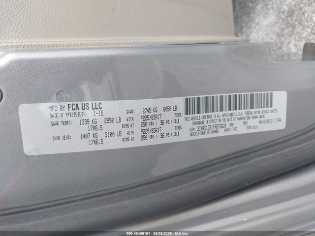 Aukcja sprzedaży 2015 Chrysler Town & Country Touring-l, vin: 2C4RC1CG1FR673620, numer aukcji: 45499181