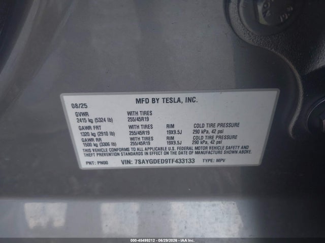 Продажа на аукционе авто 2026 Tesla Model Y Premium Rear-wheel Drive/rear-wheel Drive, vin: 7SAYGDED9TF433133, номер лота: 45499212