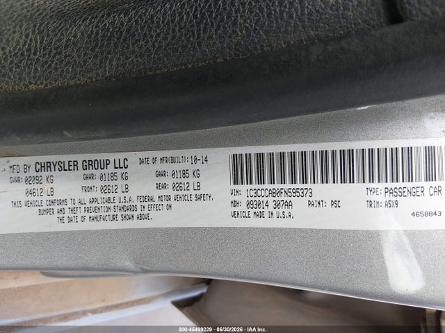 45499229 :رقم المزاد ، 1C3CCCAB0FN595373 vin ، 2015 Chrysler 200 Limited مزاد بيع