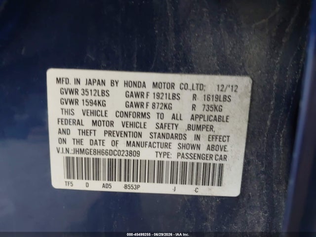 Продажа на аукционе авто 2013 Honda Fit Sport, vin: JHMGE8H66DC023809, номер лота: 45499255