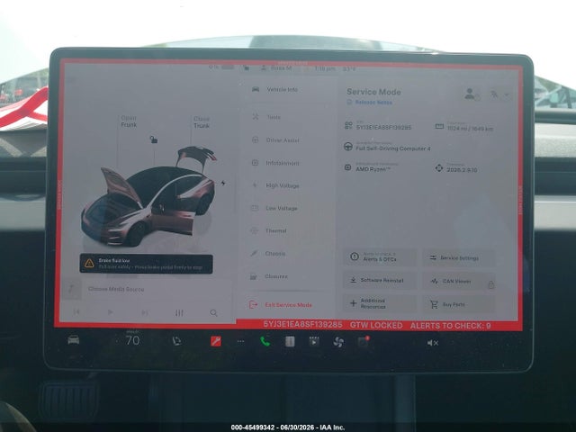 45499342 :رقم المزاد ، 5YJ3E1EA8SF139285 vin ، 2025 Tesla Model 3 Long Range Rear-wheel Drive/standard Rear-wheel Drive مزاد بيع