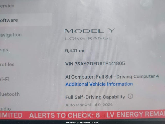 45499353 :رقم المزاد ، 7SAYGDED6TF441805 vin ، 2026 Tesla Model Y Premium Rear-wheel Drive/rear-wheel Drive مزاد بيع