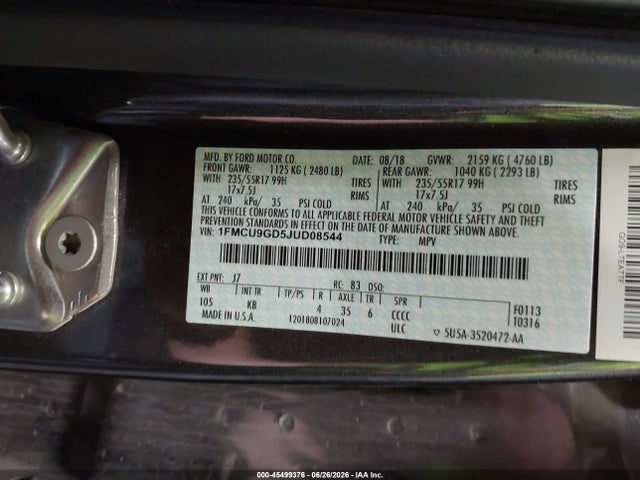 1FMCU9GD5JUD08544 Ford ESCAPE SE