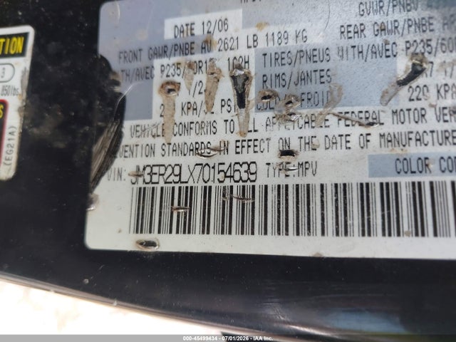 2007 Mazda Cx-7 Grand Touring მანქანა იყიდება აუქციონზე, vin: JM3ER29LX70154639, აუქციონის ნომერი: 45499434