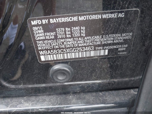 Продажа на аукционе авто 2016 Bmw 535i Xdrive, vin: WBA5B3C5XGG253463, номер лота: 45499490