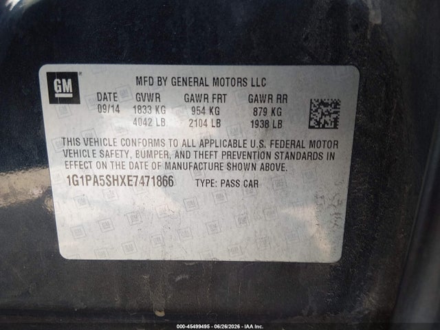 1G1PA5SHXE7471866 Chevrolet Cruze Ls Auto