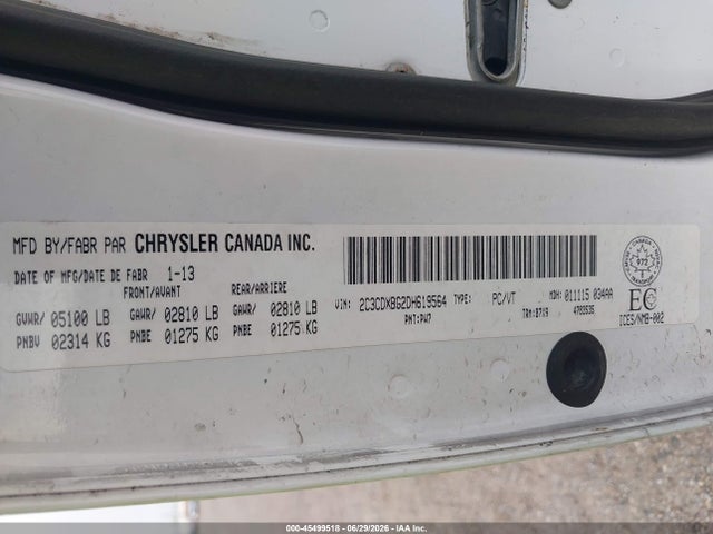 45499518 :رقم المزاد ، 2C3CDXBG2DH619564 vin ، 2013 Dodge Charger Se مزاد بيع