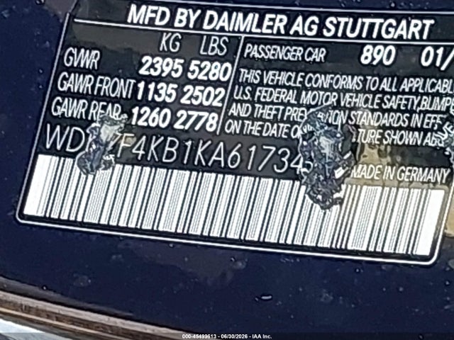 Aukcja sprzedaży 2019 Mercedes-benz E 300 4matic, vin: WDDZF4KB1KA617342, numer aukcji: 45499613