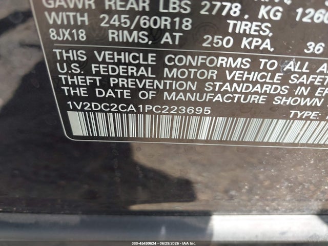 45499624 :رقم المزاد ، 1V2DC2CA1PC223695 vin ، 2023 Volkswagen Atlas Cross Sport 2.0t Se مزاد بيع