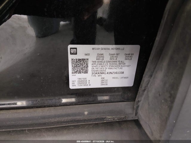 2022 Gmc Acadia Fwd Sle მანქანა იყიდება აუქციონზე, vin: 1GKKNKL41NZ161338, აუქციონის ნომერი: 45499641