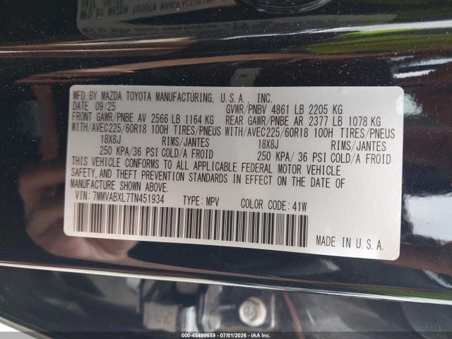 45499659 :رقم المزاد ، 7MMVABXL7TN451934 vin ، 2026 Mazda Cx-50 2.5 S Meridian Edition مزاد بيع