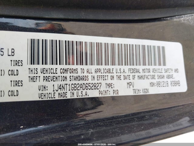 45499696 :رقم المزاد ، 1J4NT1GB2AD652827 vin ، 2010 Jeep Patriot Sport مزاد بيع