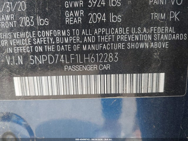 Hyundai ELANTRA SE 2020 5NPD74LF1LH612283 Image 9