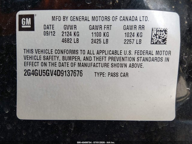 Продаж на аукціоні авто 2013 Buick Regal Turbo - Premium 3, vin: 2G4GU5GV4D9137676, номер лоту: 45499754